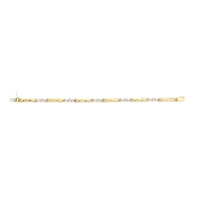 Lot 243 - A two colour gold cubic zirconia link bracelet