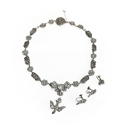 Lot 13 - An antique paste necklace and earrings, 19th century
