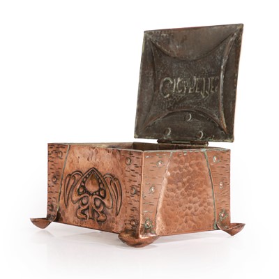 Lot 45 - An Arts and Crafts copper cigarette box