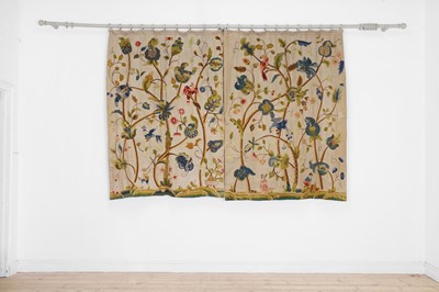 Lot 306 - Two pairs of crewelwork panels