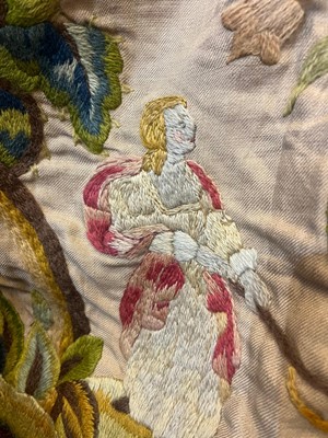 Lot 306 - Two pairs of crewelwork panels