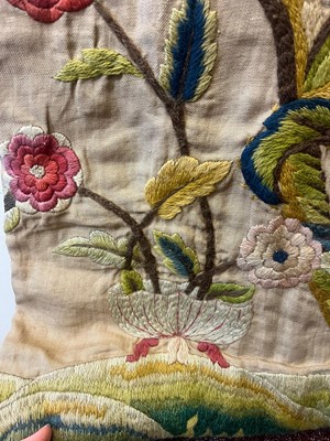 Lot 306 - Two pairs of crewelwork panels