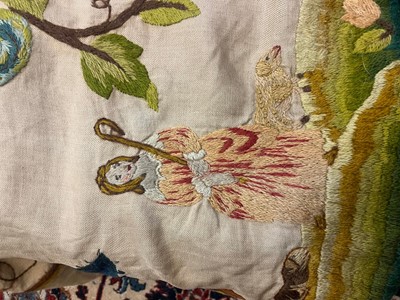 Lot 306 - Two pairs of crewelwork panels