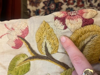 Lot 306 - Two pairs of crewelwork panels