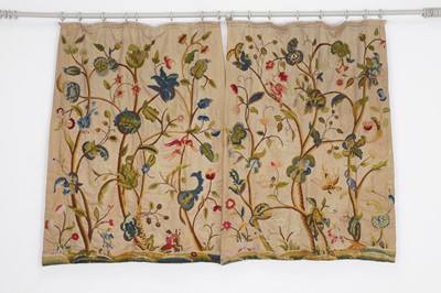 Lot 306 - Two pairs of crewelwork panels