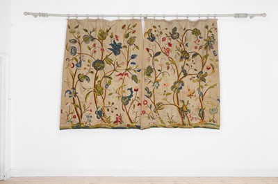 Lot 306 - Two pairs of crewelwork panels