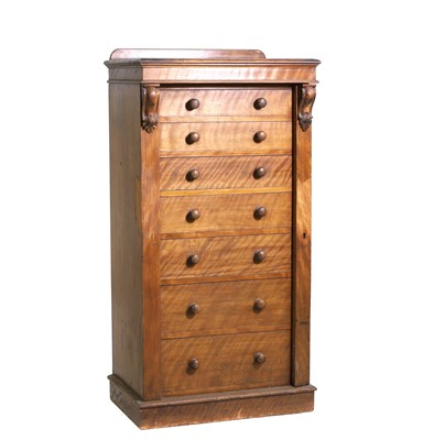Lot 708 - An early Victorian satin birch Wellington chest