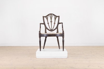 Lot 456 - A George III painted beech elbow chair