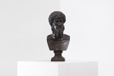 Lot 296 - A grand tour patinated bronze bust of Lucius Verus