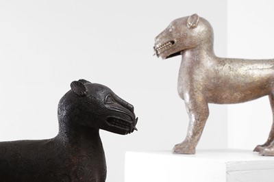 Lot 240 - Two Benin-style bronze leopards