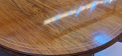 Lot 5 - A rosewood and ivory-inlaid circular centre table