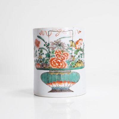 Lot 35 - A Chinese famille verte brush pot