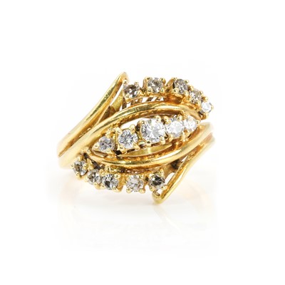 Lot 90 - A three row diamond cluster ring