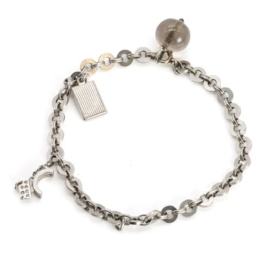Lot 77 - A platinum charm bracelet