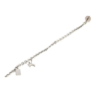 Lot 77 - A platinum charm bracelet