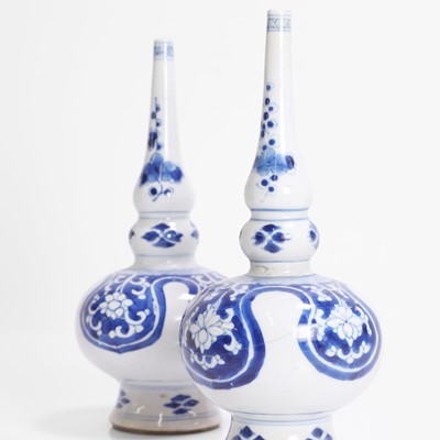 Lot 46 - Two Chinese blue and white sprinkler vases