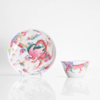 Lot 74 - A Chinese famille rose cup and saucer