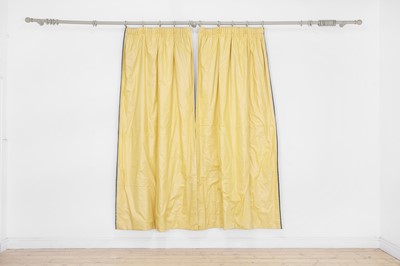 Lot 545 - Two pairs of yellow glazed cotton curtains