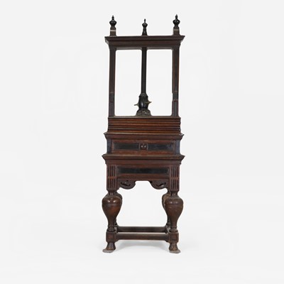 Lot 290 - An oak and ebony-inlaid linen or book press