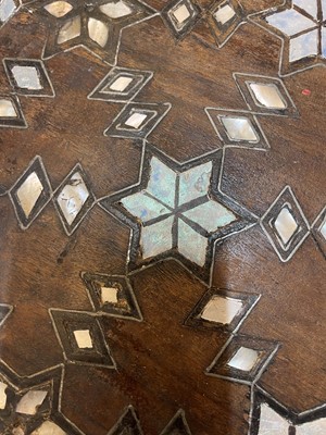 Lot 432 - A wooden, mother-of-pearl, bone and metal-inlaid octagonal table
