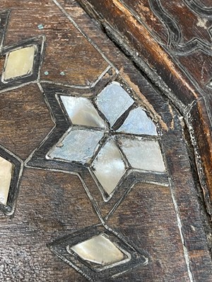 Lot 432 - A wooden, mother-of-pearl, bone and metal-inlaid octagonal table