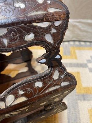 Lot 432 - A wooden, mother-of-pearl, bone and metal-inlaid octagonal table