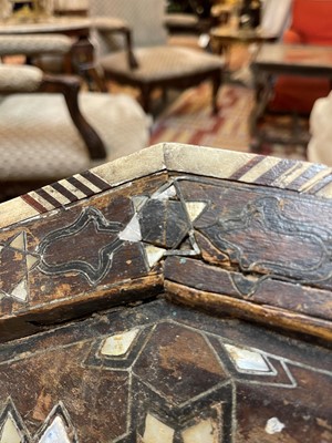Lot 432 - A wooden, mother-of-pearl, bone and metal-inlaid octagonal table