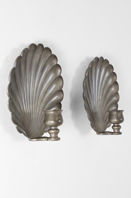 Lot 86 - A pair of pewter wall sconces