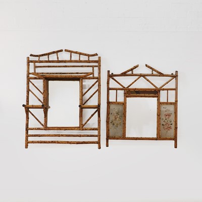 Lot 378 - Two Victorian bamboo wall mirrors