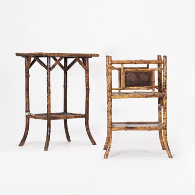 Lot 388 - A Victorian bamboo and lacquer magazine stand