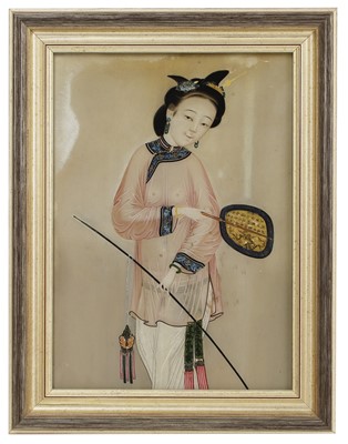 Lot 350 - A Chinese erotic reverse glass painting