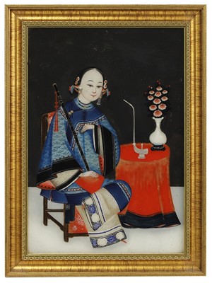 Lot 349 - A Chinese reverse glass painting
