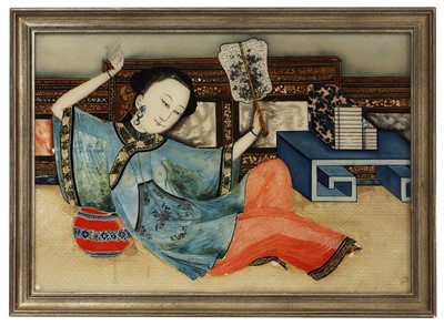 Lot 85 - A Chinese reverse glass painting