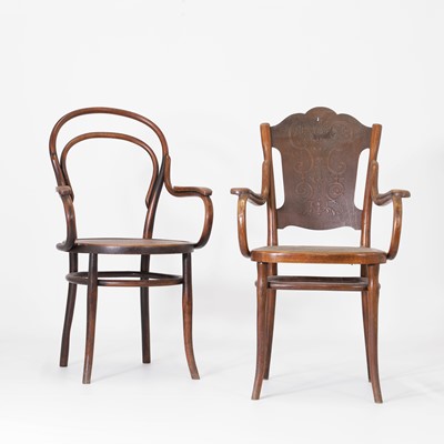 Lot 441 - Two bentwood elbow chairs
