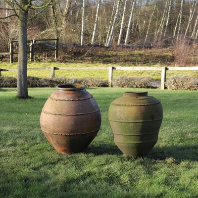 Lot 462 - Two large terracotta oil jars