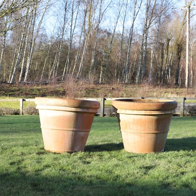 Lot 460 - A pair of terracotta urns