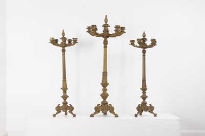 Lot 188 - Three Regency ormolu candelabra