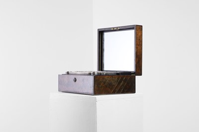 Lot 249 - A Victorian walnut and brass-bound travelling vanity case
