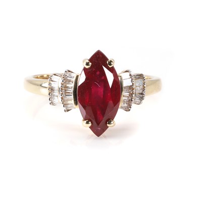 Lot 139 - A fracture filled ruby and diamond ring