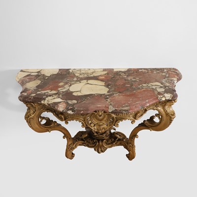 Lot 83 - A Louis XV-style carved giltwood console table