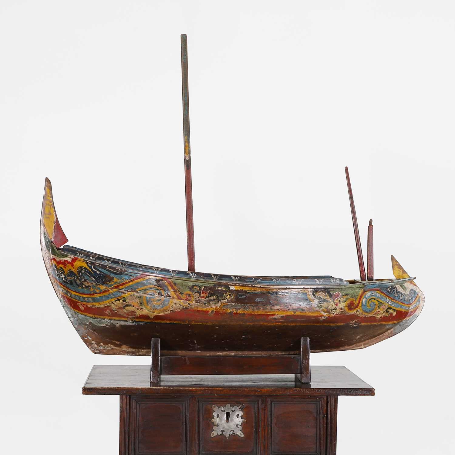 Lot 203 - A large painted model of a boat