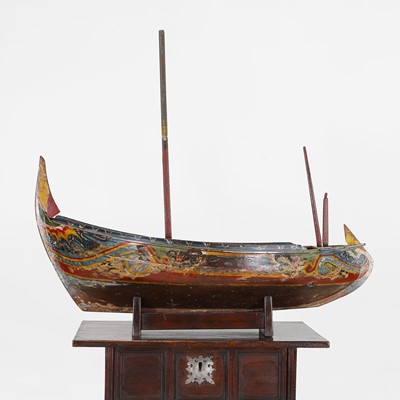 Lot 203 - A large painted model of a boat