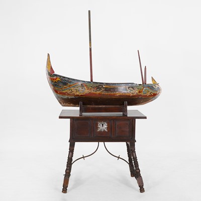 Lot 203 - A large painted model of a boat