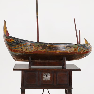 Lot 203 - A large painted model of a boat