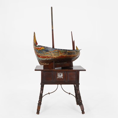 Lot 203 - A large painted model of a boat