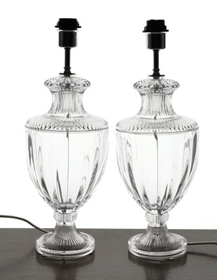 Lot 188 - A pair of cut glass table lamps