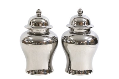 Lot 162 - A pair of temple jars and covers