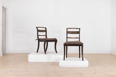 Lot 641 - A pair of Regency simulated rosewood and parcel-gilt side chairs