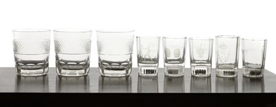 Lot 284 - A group of engraved glass tumblers