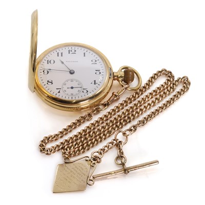 Lot 410 - An 18ct gold top wind hunter pocket watch
